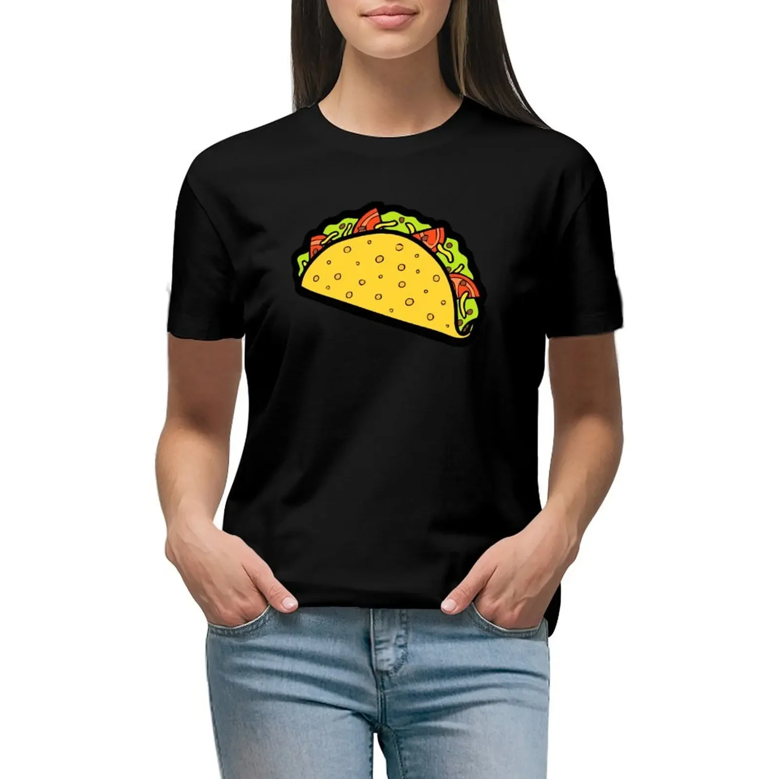 

It's Taco Time! T-Shirt Short sleeve tee hippie clothes white t-shirt dress for Women sexy