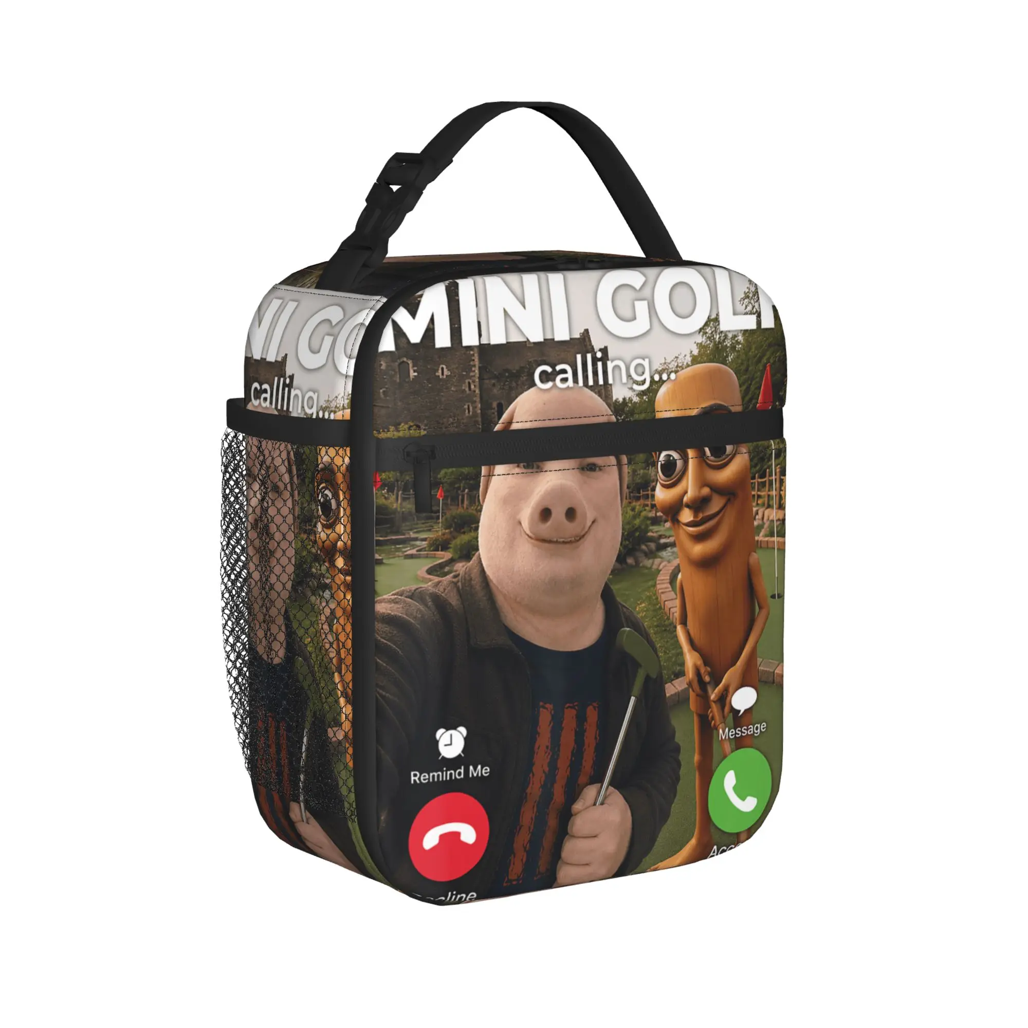 Golfer Funny Meme Mini Golf Brainrot Friends John Pork Sahur Lunch Bag  Picnic Lunch Box Child Casual Print Thermal Lunch Bags
