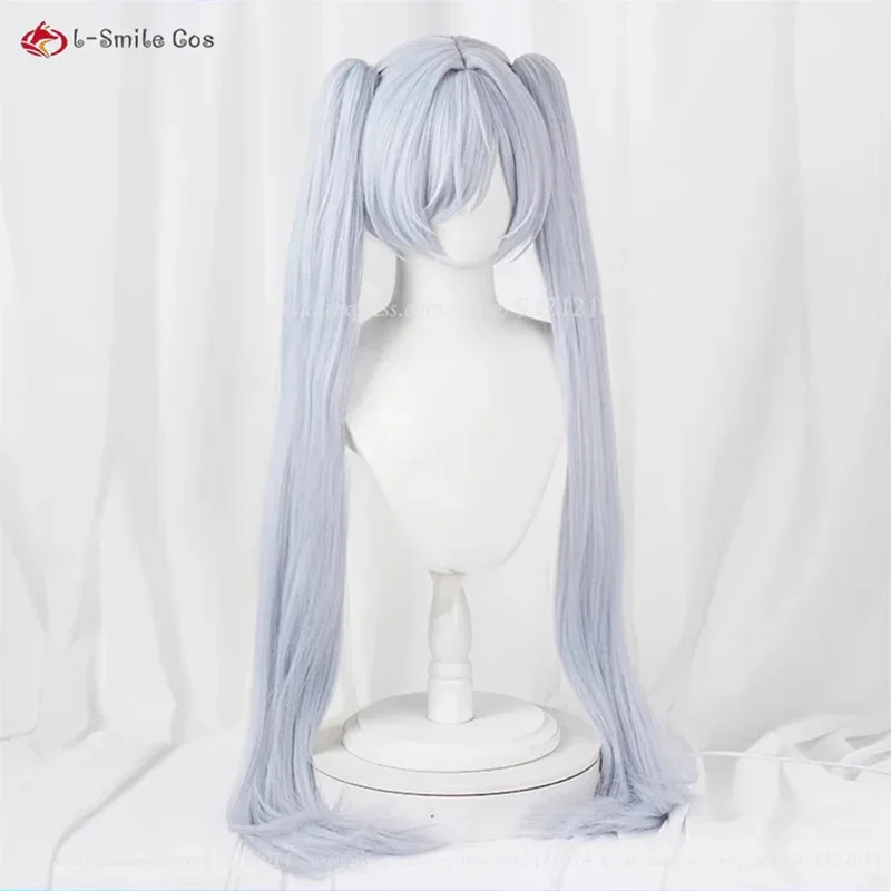 Nikke-Peluca de Cosplay de Cenicienta, cola de caballo doble, púrpura, gris, 90cm, pelo sintético resistente al calor, peluca de disfraces de Anime para Halloween