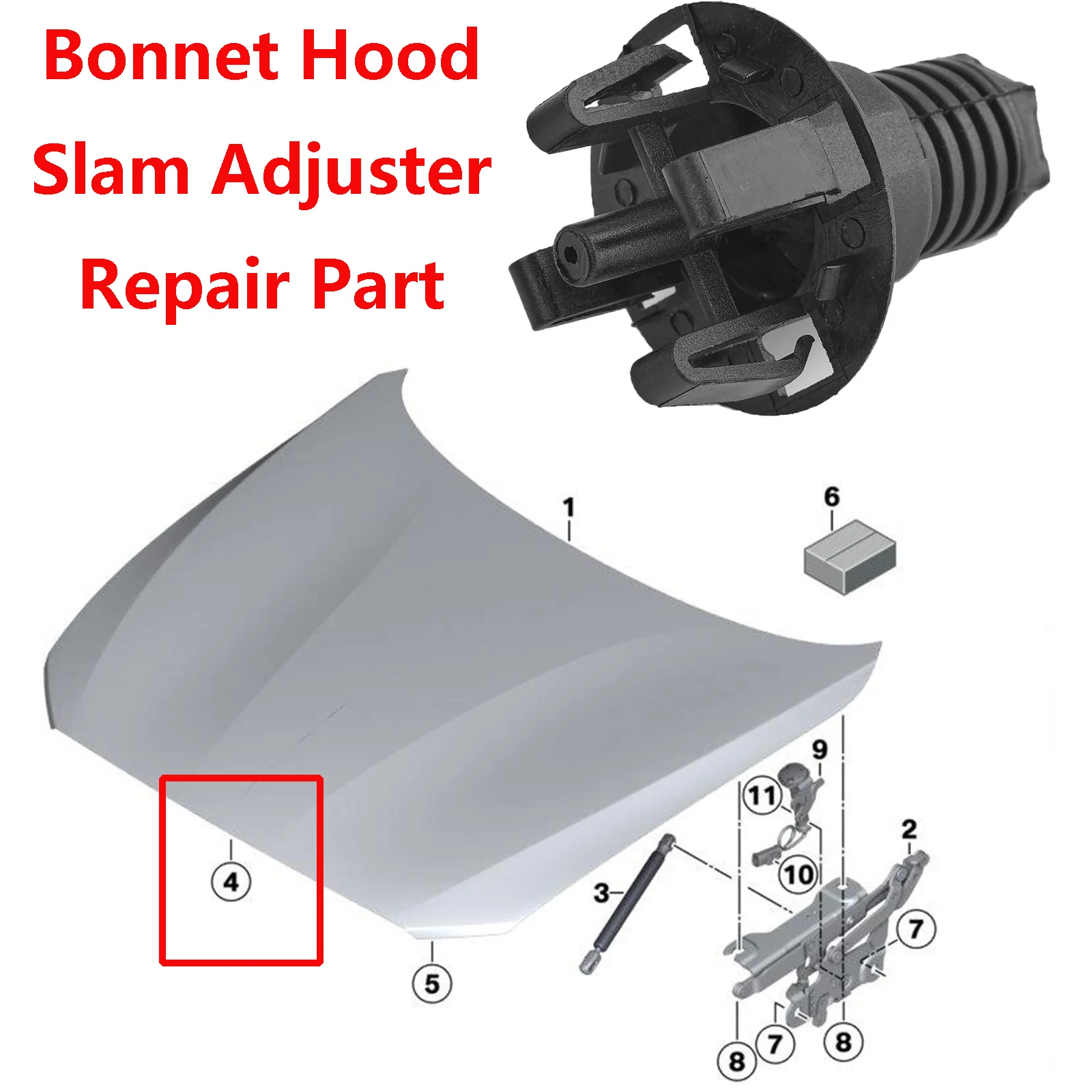 Ajusteur d'arrêt de claquage de capot de capot, pièce de réparation de 2,2 pour BMW Série 3, 5, 6, 7, Bery F30, F07, F10, F06, F12, F13, F01, F02, F04