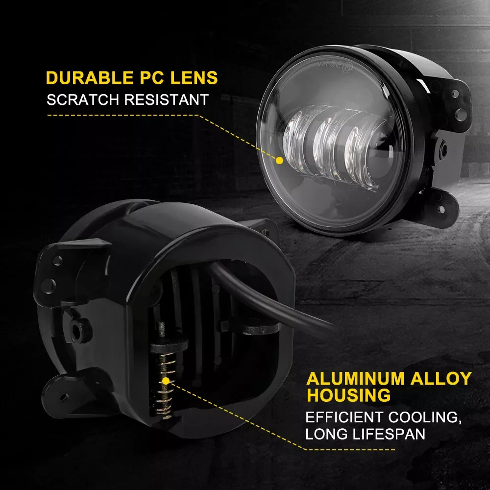 60 واط 4 بوصة LED أضواء الضباب مع شعاع عالية/منخفضة 6000 كيلو مصباح أبيض نقي ل جيب رانجلر JK TJ LJ دودج كرايسلر #3