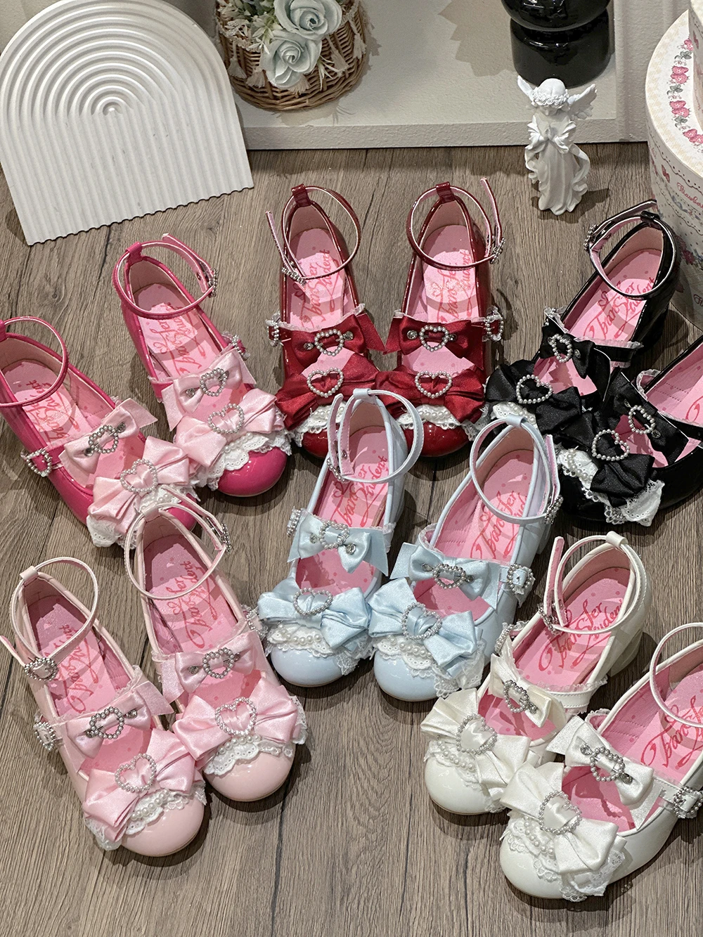 Original Woman's Sweet Wedding High Heels Summer New 2025 Girl's Cute Bow Elegant Fretwork Heels Lo Shoes Lolita Mary Jane Shoes