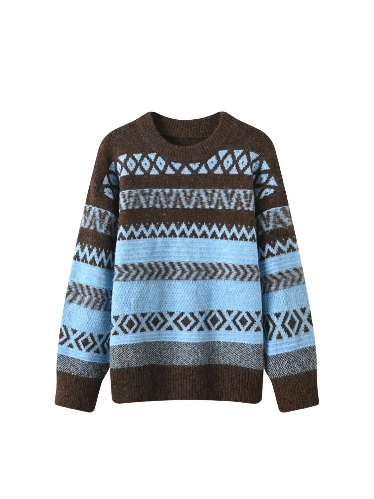 

CaraCLUB plus Size Long Sve Knitted Sweater Women's Autumn Winter New Sle Vintage Slimming Top for plus Size Women