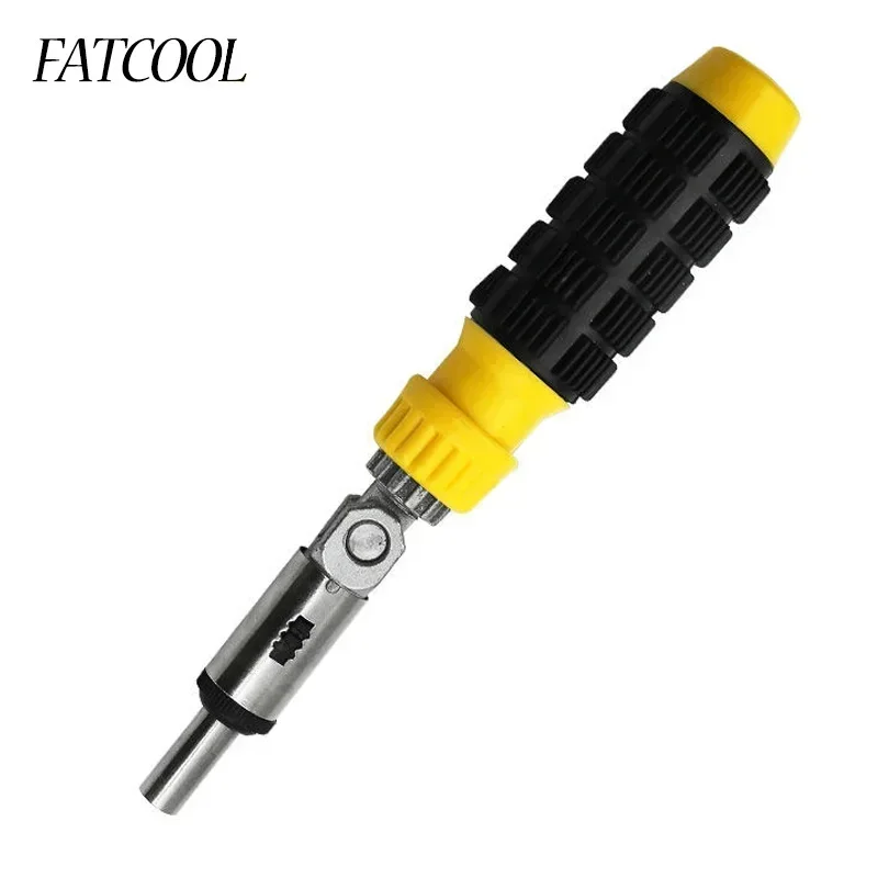 FATCOOL 2017 New Portable 1/4 Inch Hex Left/Right Rotating 180 Degree Ratchet Screwdriver