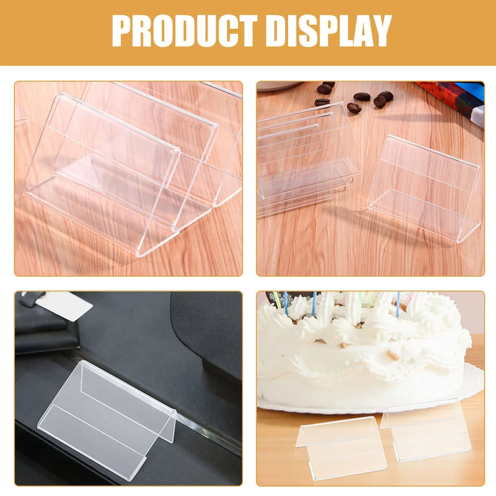 30Pcs Acrylic Table Sign Holder L-Shaped Clear Desk Display Stand for Name Cards Business Labels Retail Countertop view 6