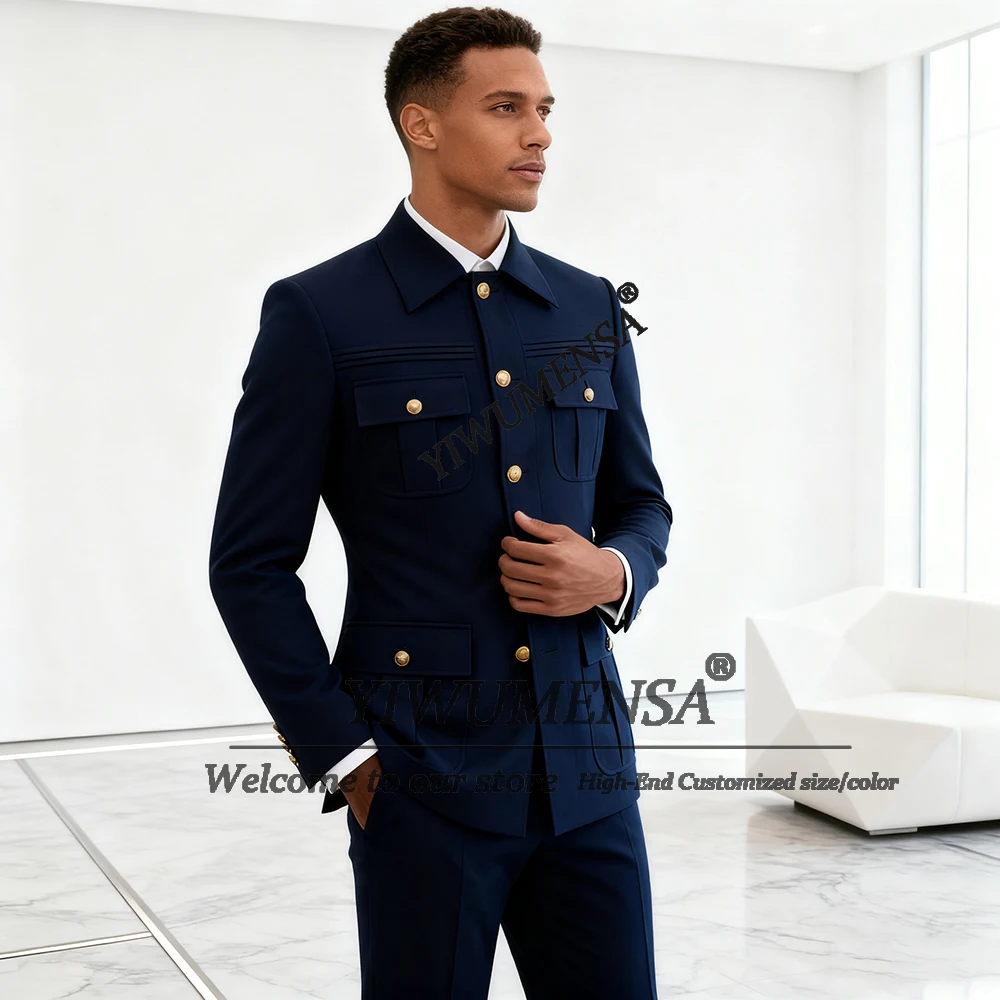 

Классический однотонный мужской костюм в стиле сафари в Саудовской Аравии, наряд для деловой вечеринки, индивидуальный костюм из двух предметов, Homme, свадебные смокинги для жениха