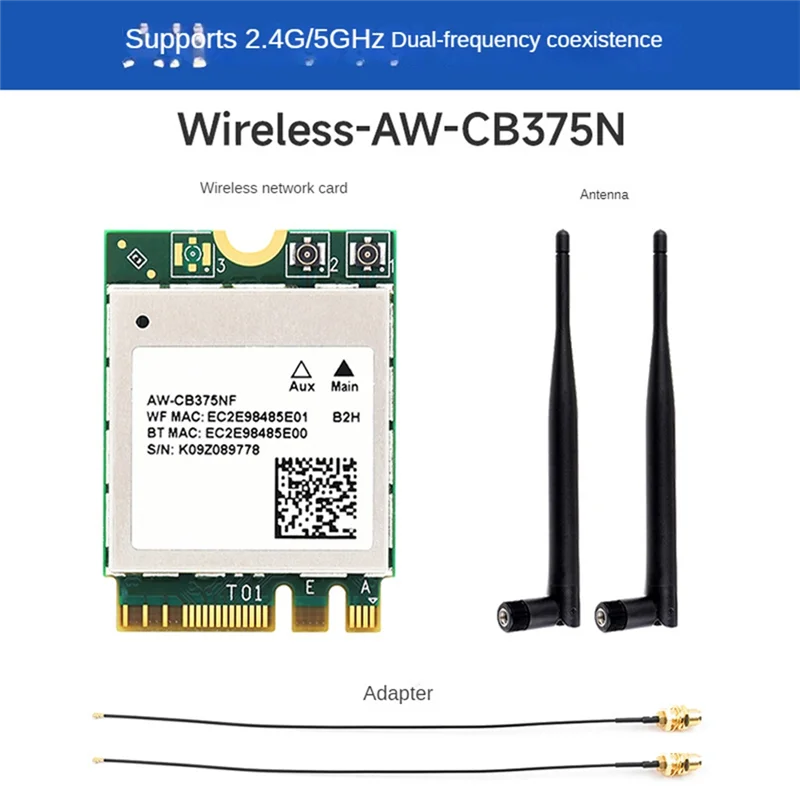 Waveshare Aw-Cb375Nf 듀얼 밴드 무선 네트워크 카드, 듀얼 밴드 와이파이 5 세대 무선 모듈, 2.4G, 5Ghz