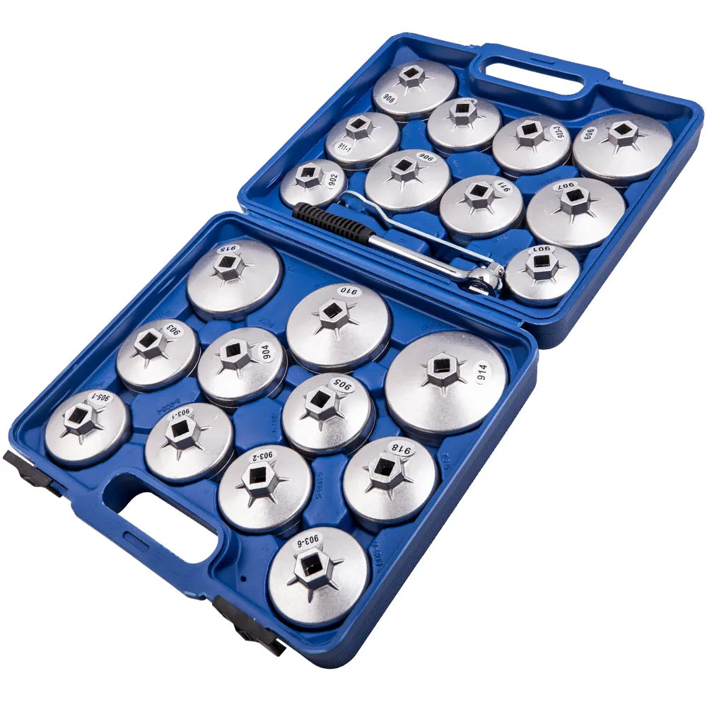 23pcs Oil Filter Wrench Set Aluminum Alloy Cup Type Kit Drive Cap Removal Tool Set for Lexus, for GMC, for Ford