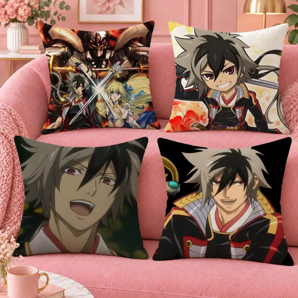 Anime Mecha Nobunaga the Fool Cushion Cover Cute Cartoon Throw Pillow Cover Soft Plush Cushion Cover Sofa Bedroom Home Decor