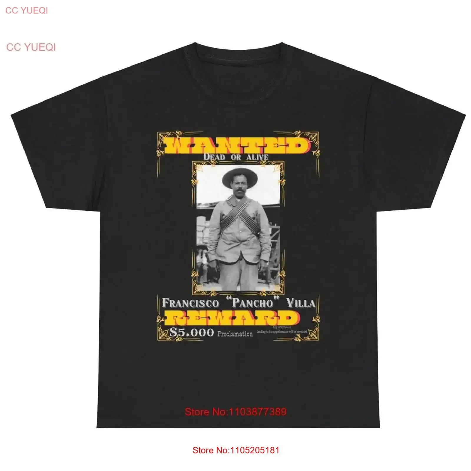 Camiseta Pancho Villa vintage lavada Top para uso diario ligeramente transpirable estirado versátil moda gráfico Unisex homme