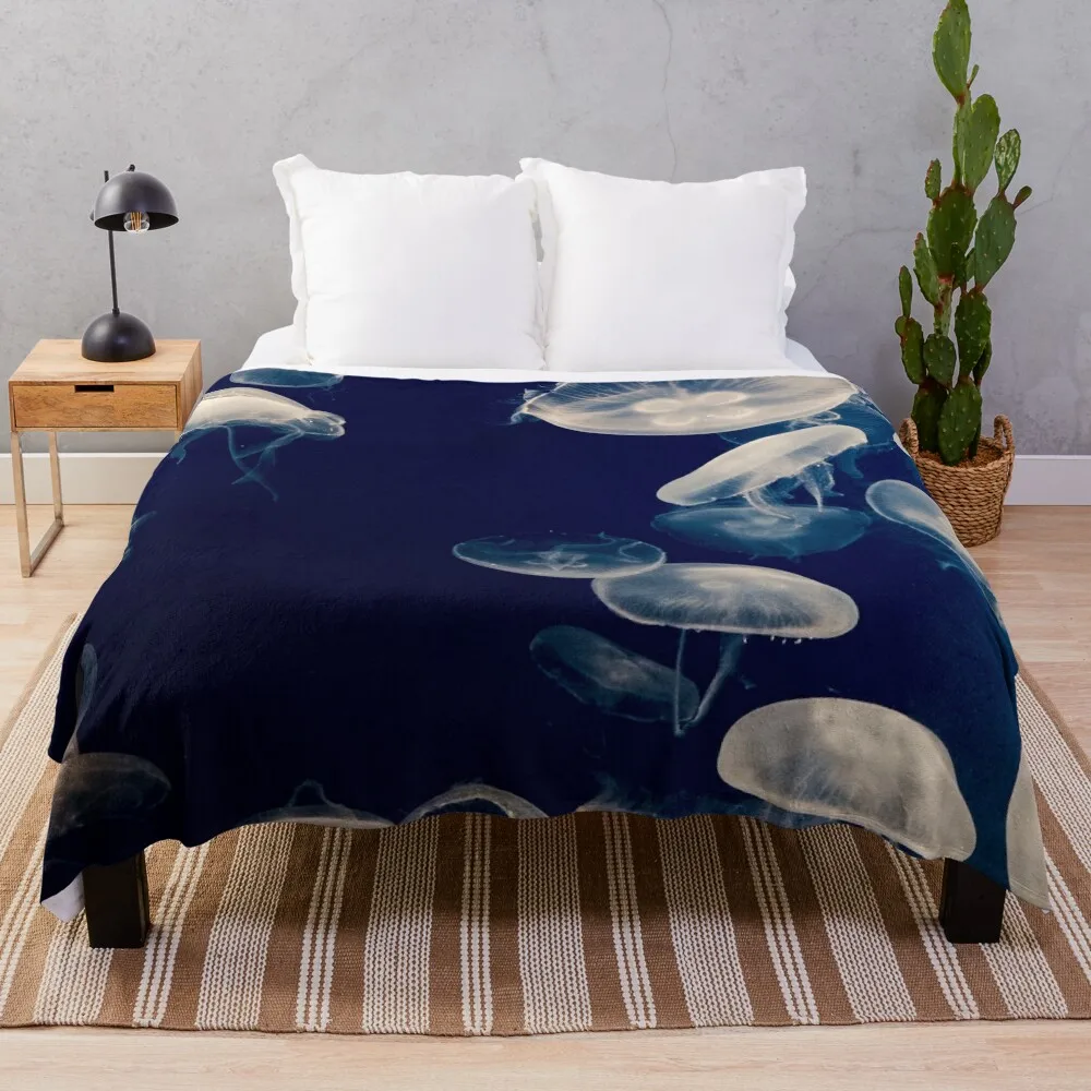 Ethereal Jellyfish - Aquatic Beauty Throw Blanket Beautifuls Blankets For Sofas Hair Blankets