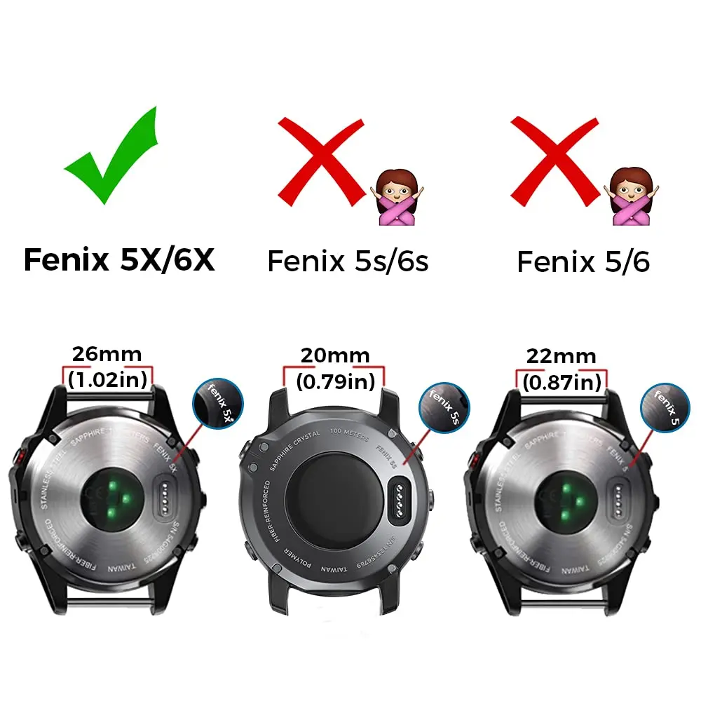 Correa de silicona para reloj, repuesto deportivo Compatible con Fenix 5X Plus, 7X, Garmin Fenix 5X/Fenix 5X Plus/Fenix 6X