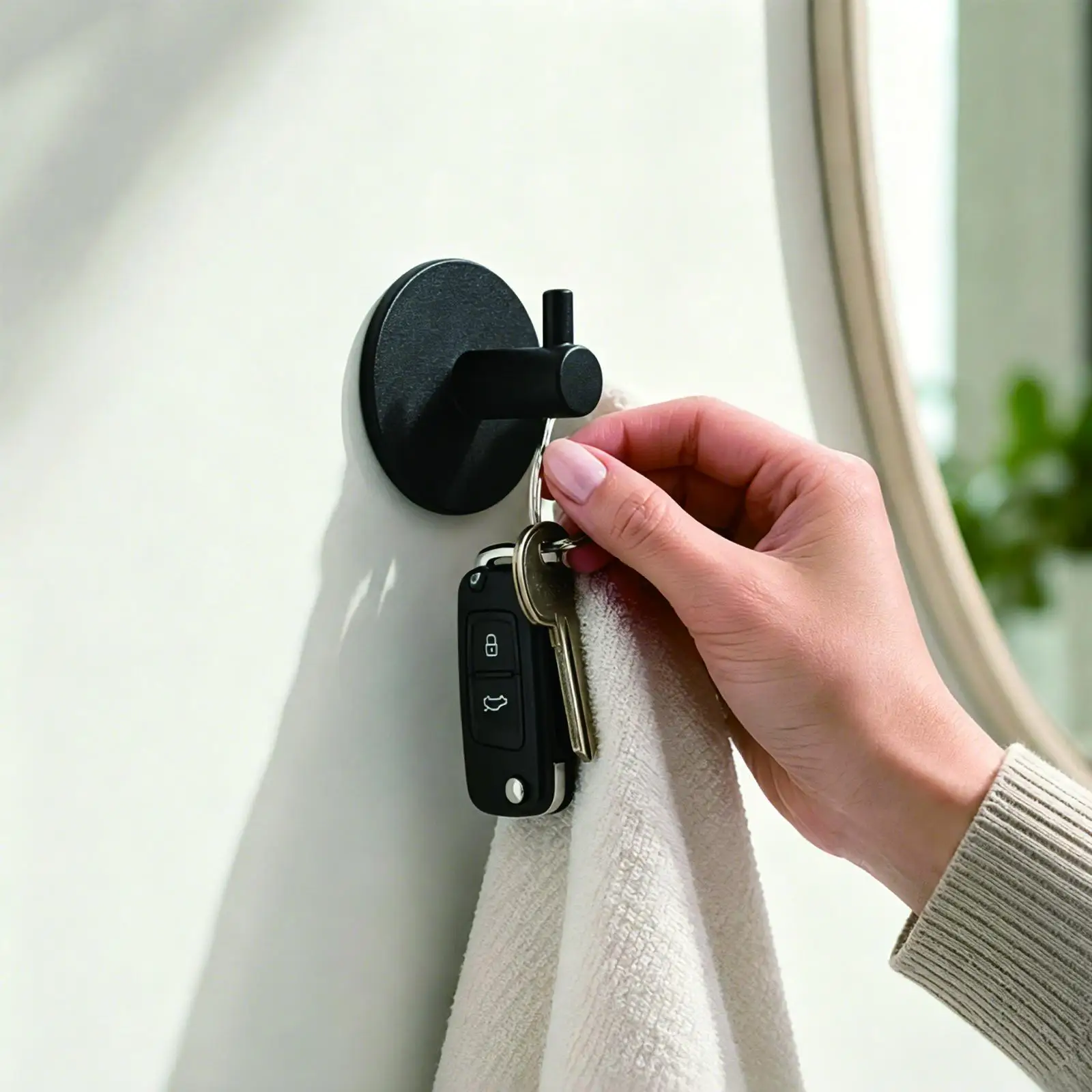 2-Pack Round Right-Angle Hooks, Damage-Free and Guest-Friendly Adhesive Hooks Suitable for Hanging Towels, Coats, and Keys in Bathrooms, Kitchens, and Homes