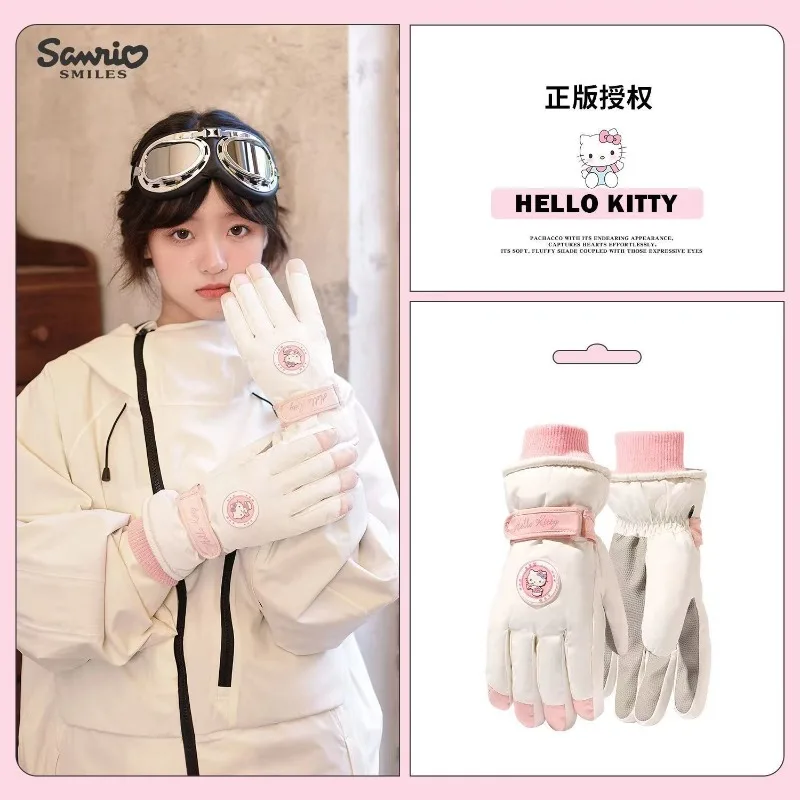 

Cartoon Sanrio Hello Kitty Ski Riding Kawaii Adult Outdoor Warm Glove Pochacco Kuromi Soft Plush Winter Snow Cute Gloves Gifts