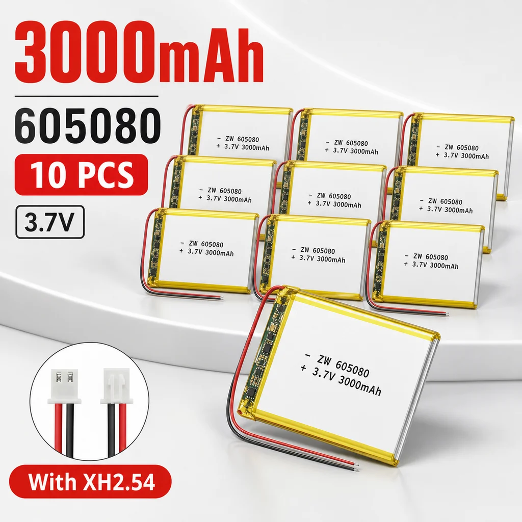 Lithium Polymer Battery 605080 3.7V 3000mAh Rechargeable Replacement Cell For Bluetooth Speaker Air