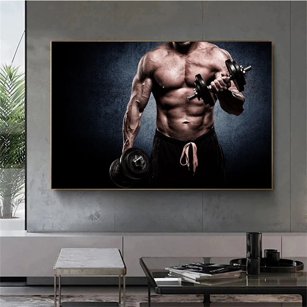 Bodybuilding Fitness Men and Women Poster Printing Inspirational Fitness Wall Art Pictures Gym Training Room Decoration