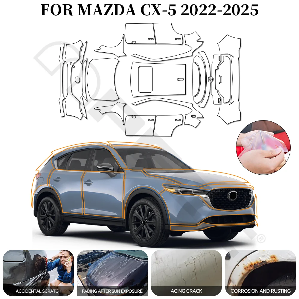 

For Mazda CX-5 2022-2025 TPU Car Film Pre-Cut 9Mil Paint Protection Film Full Vehicle PPF Anti-scratch Protective Car Film