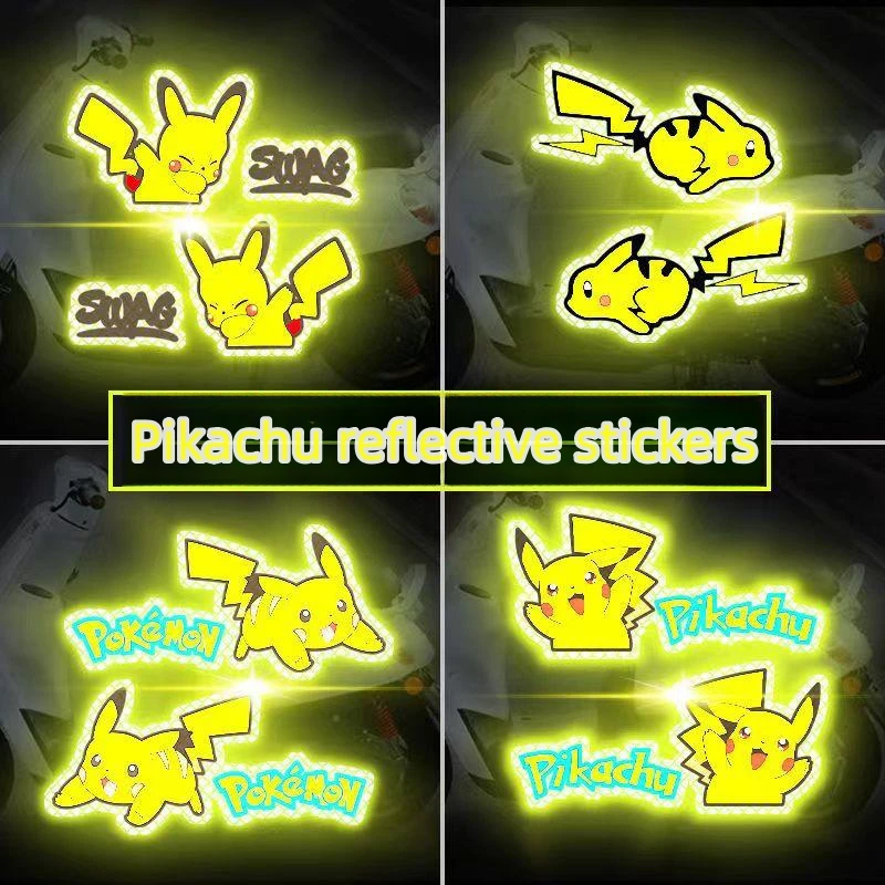 Pokemon Pikachu Glow Adesivos para carro, Motocicleta adesivo reflexivo para arranhões, Aviso