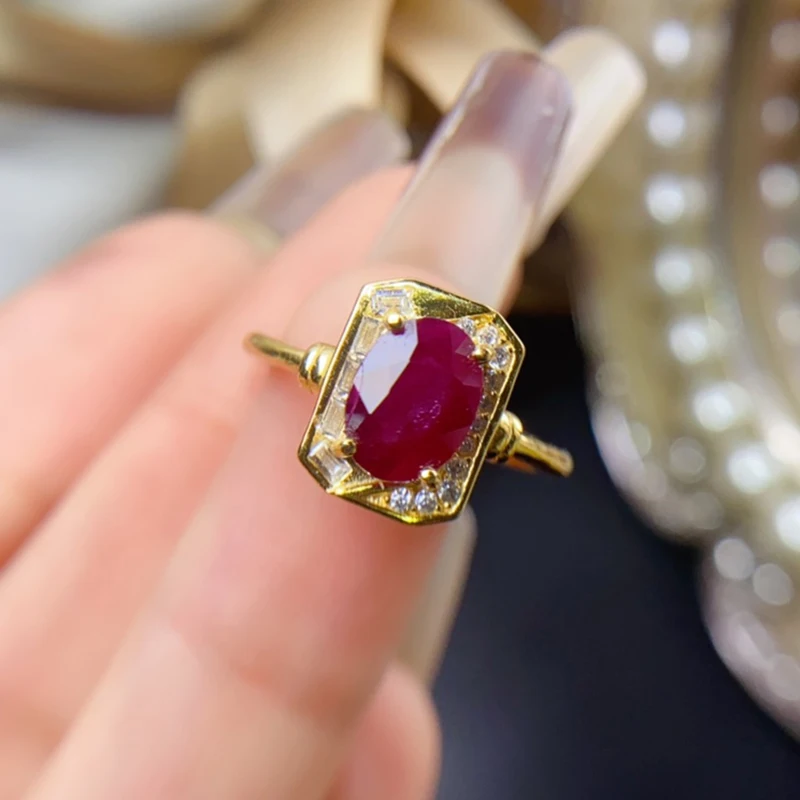 Natural Ruby Rings for women silver 925 jewelry luxury gem stones 18k gold plated free shiping items