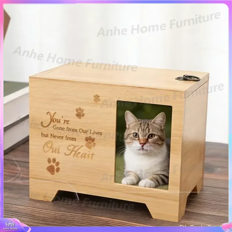 Solid Wood Pet Urn for Dogs Cats Memorial Box Sturdy Funeral Remembrance Keepsake Casket Ashes Holder Cherish Beloved Furry