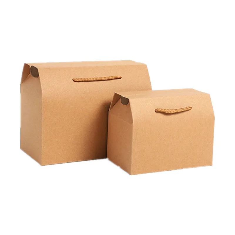 12/24/48pcs Kraft Paper Portable Boxes with Handle/Transparent Window White Folding Gift Box Portable Gift Box Can Be Customized