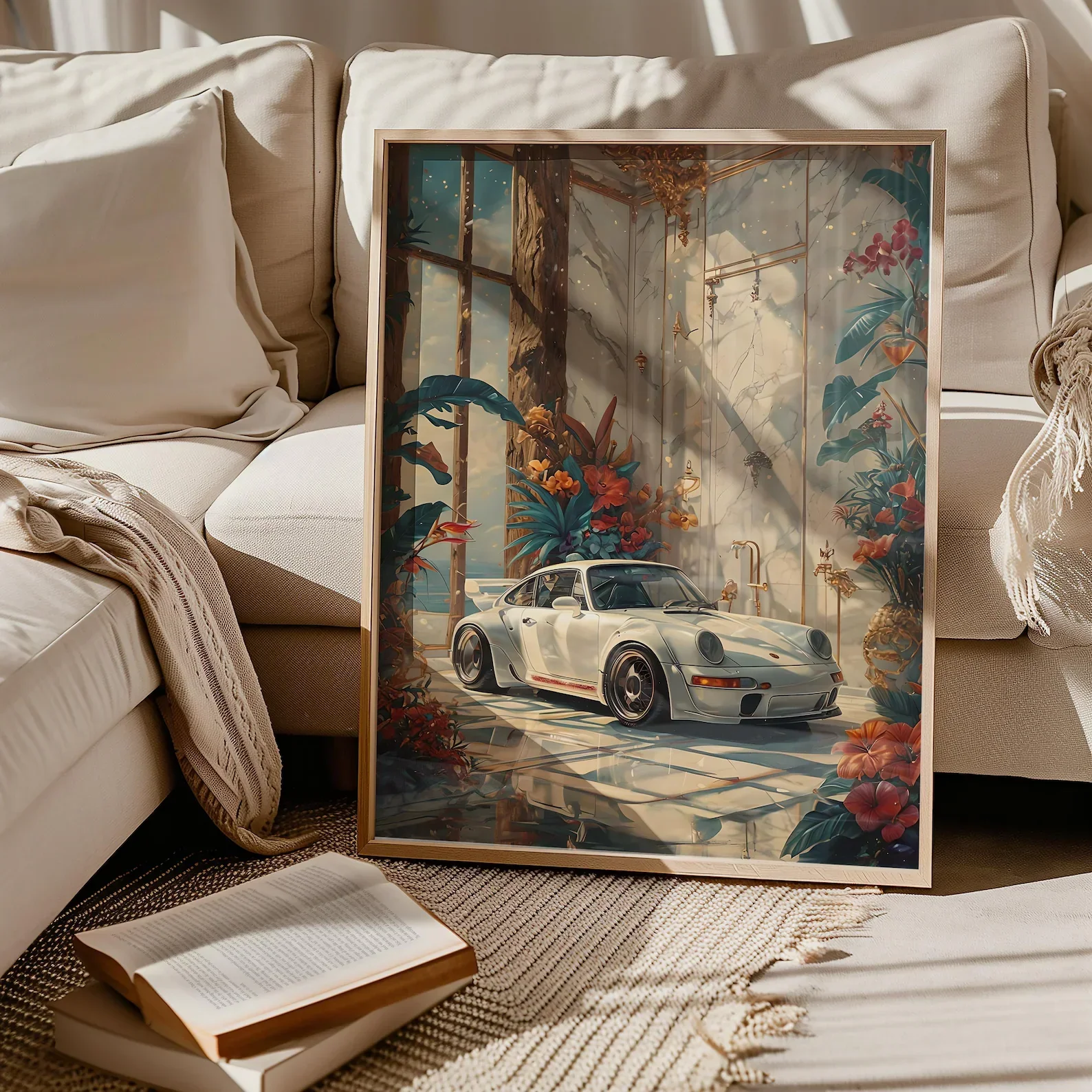Poster for Porsche 911 Wall Art RWB Wall Art, Vintage Car Wall Art, Classic Car Poster, White Porsche 911 Digital Download