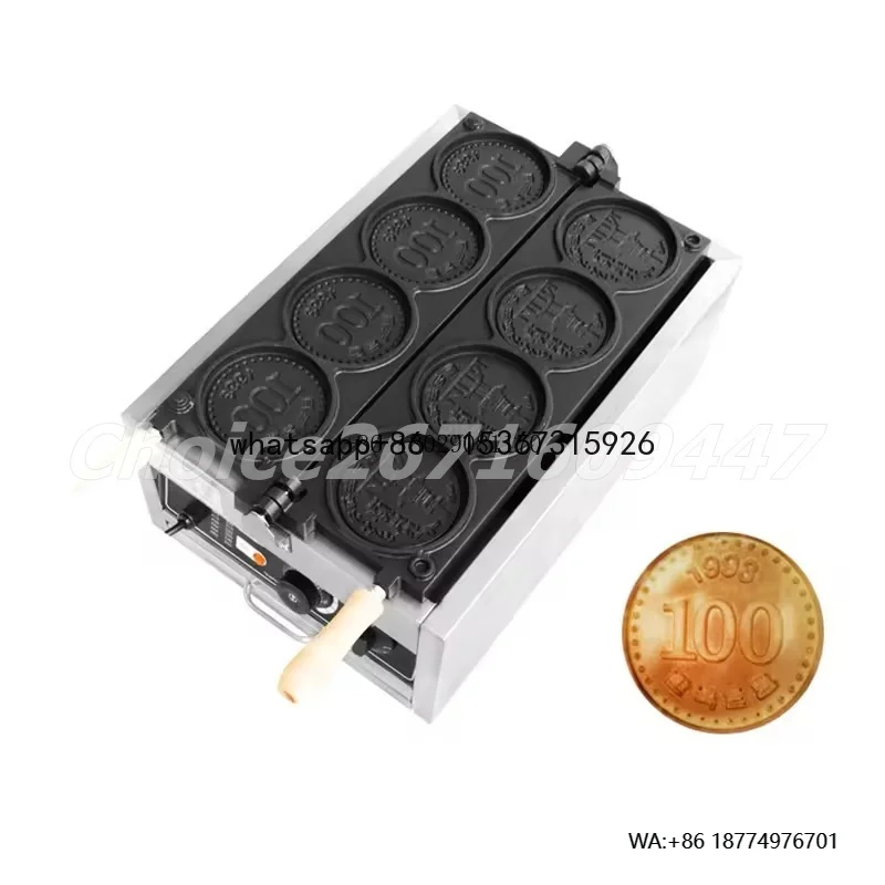 

Yen Korean Won Thai Saudi Coin Shaped Waffle Making Machine Electric Coin Bread Waffle Maker Commerical Japanese