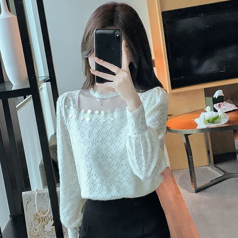 Office Lady Long Sleeve Clothes Elegant Ruffled Collar Blouse Autumn and Winter Fashion Lace Shirt Women Tops Blusa Mujer 29742