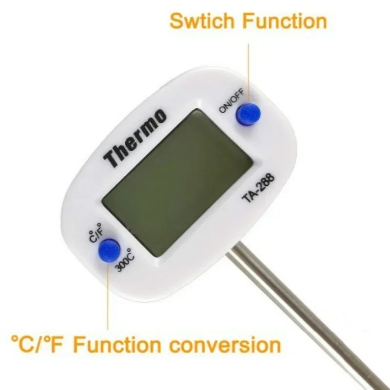 1 Pc Portable Home Kitchen Electronic Thermometer Stainless Steel Insert Food Liquid Water Oil Food Thermometer