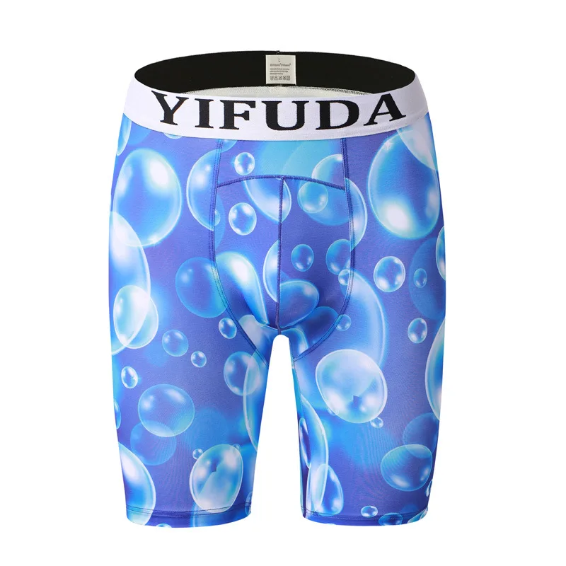 Men's Bulge Bubble Print Compression Shorts 5" Inseam Low-Rise Underwear Youth Fashion U Convex Pouch Boxy Underpants Daily Wear