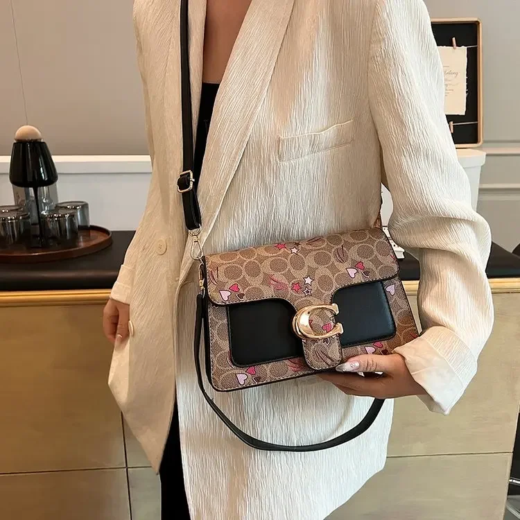 

2026 New Niche Fashion Sewing Printing Small Square Bag Crossbody Versatile Daily Commuter Women's Shoulder Armpit Bag