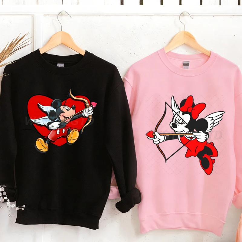 

Свитшот с графическим принтом Микки Мауса и Минни в образе Купидона, с длинными рукавами, с дизайном Микки и Минни, для женщин и мужчин, ко Дню святого Валентина