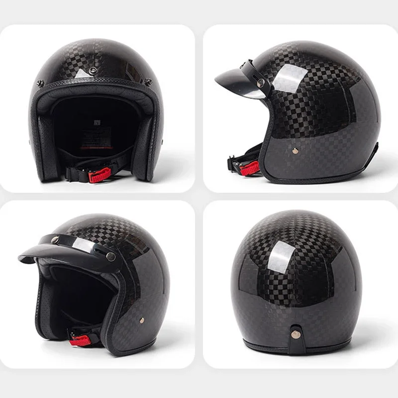 

Classic Retro Carbon Fiber Motorcycle Helmet Personality Halley Cruising Motorcycle Helmet Safety Fashion Helmet For All Seasons