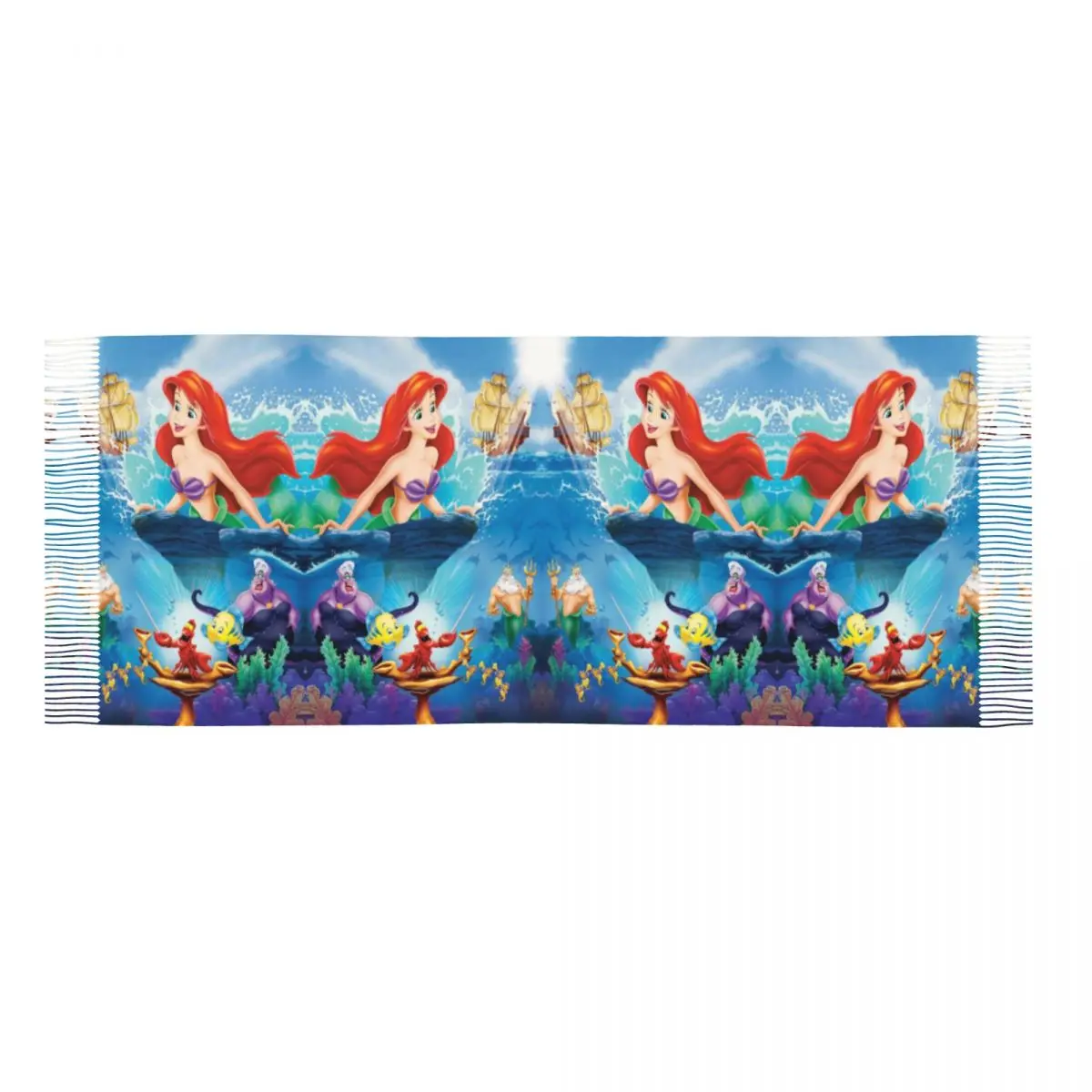 Custom Print The Little Mermaid Ariel Cartoon Scarf Women Men Winter Warm Scarves Shawl Wrap