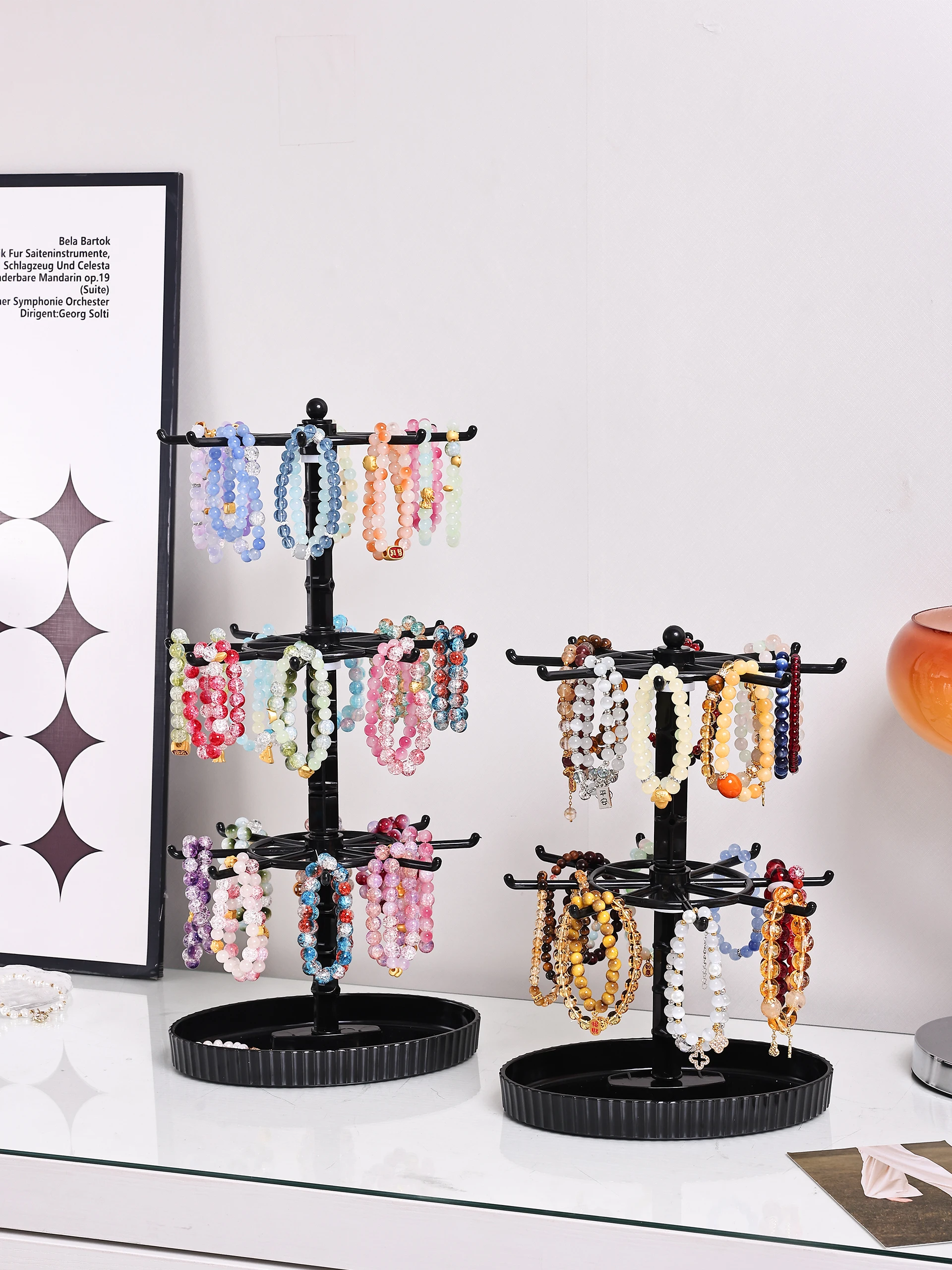 1 Stück Drehbarer 2-stufiger/3-stufiger Schmuckständer Multifunktionaler Aufhänger für Ohrringe/Ringe, Armbänder, Uhren und Accessoires – Detail 1