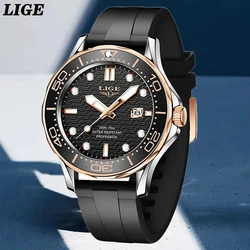 LIGE Outdoor Casual Sport Quartz Man Watch Silicone Simple Auto Date Waterproof Watches for Men Luminous Fashion Male Wristwatch