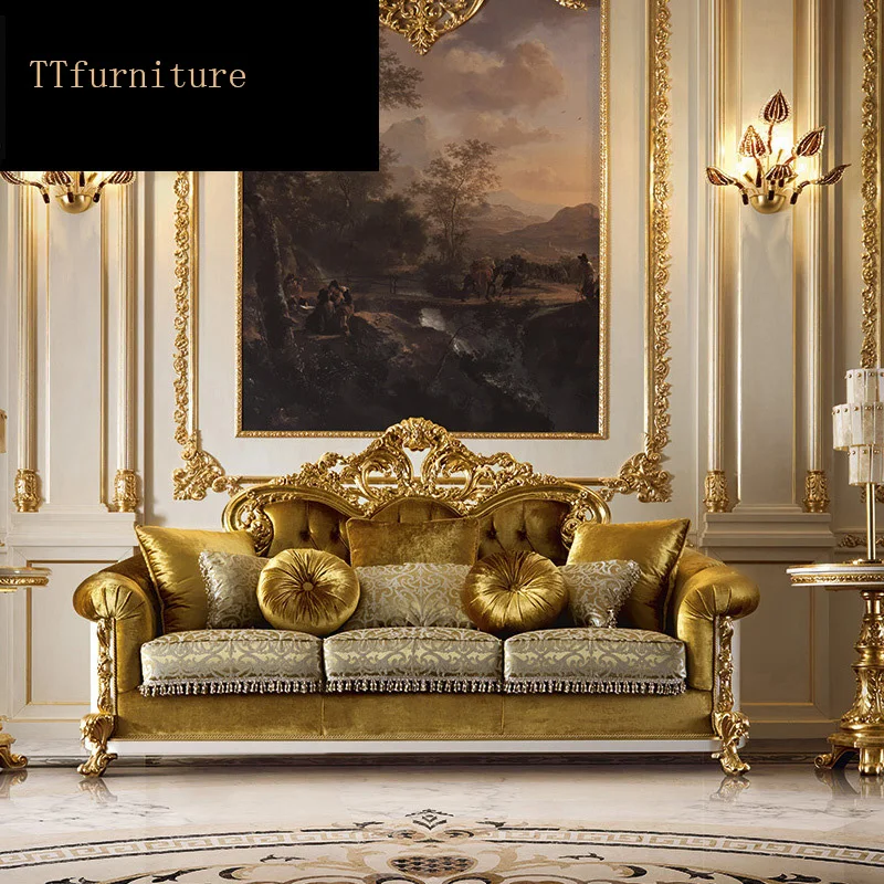 High Quality  European  Antique Luxury Luxurious Living Room Sofa Furniture Genuine Leather Set jx135