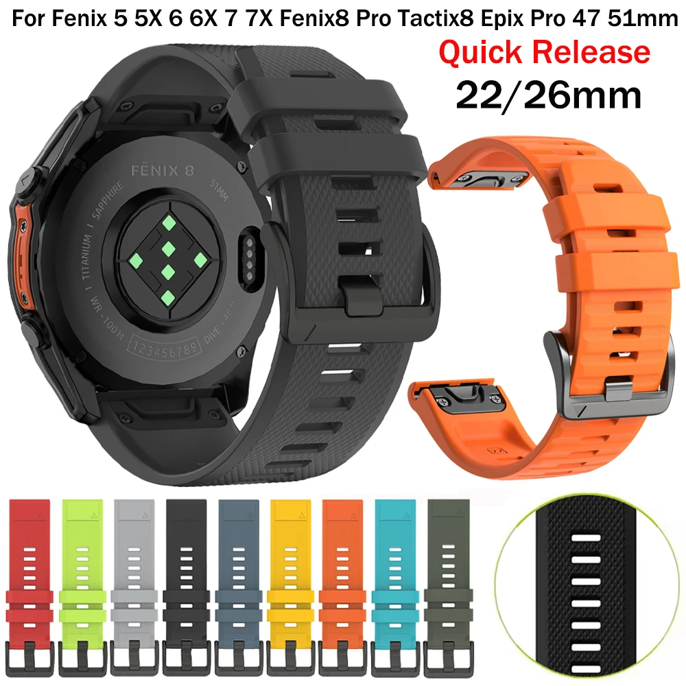 Silikon-Sportarmband für Garmin Fenix E 8 Pro 7 7X 6 6X 5X 5 Plus Forerunner 970 965 Smartwatch Schnellwechsel-Armband Correa