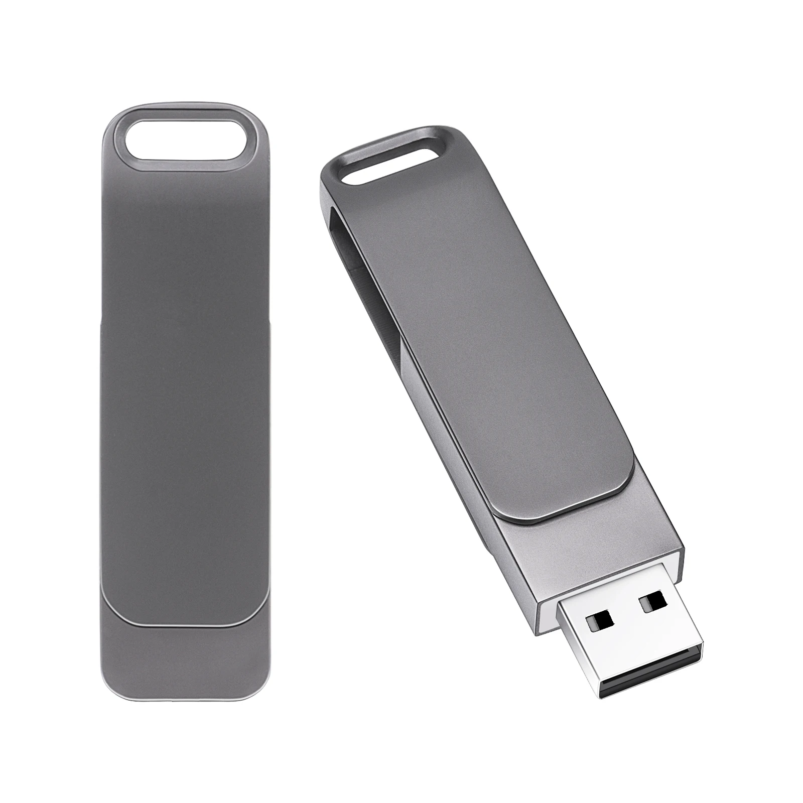 Pen Drive Metal USB Flash Drive Rotatable Memory Stick 128GB 64GB Silver USB Stick Creative Business Gift For Computer Pendrive