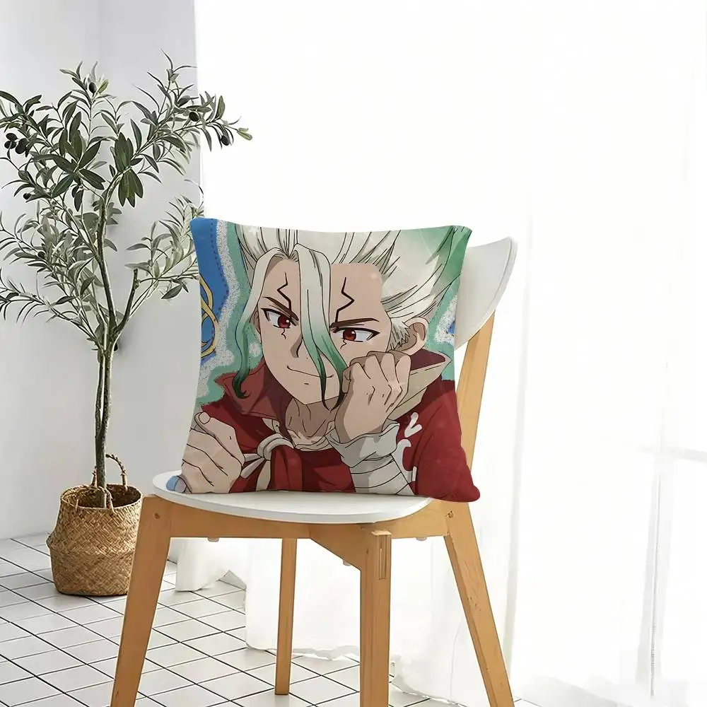 Cartoon Role S-Senku I-Ishigami  Square Double-Sided printed Pillow Case Bedroom Bedside Pillow Sofa Cushion Cover Gift