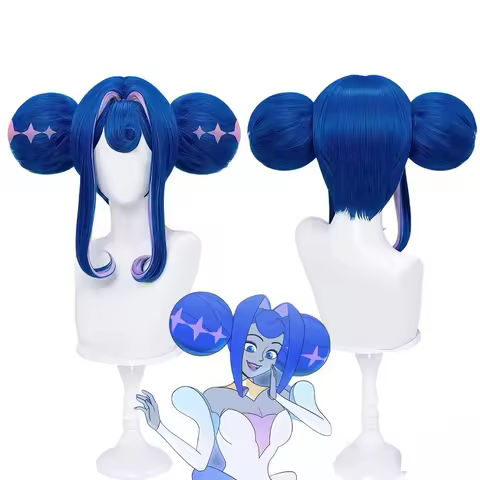 Anime Knights Of Guinevere Cosplay Wig Women Lolita Blue Double Buns Hair Heat Resistant Synthetic Wig Halloween Prop
