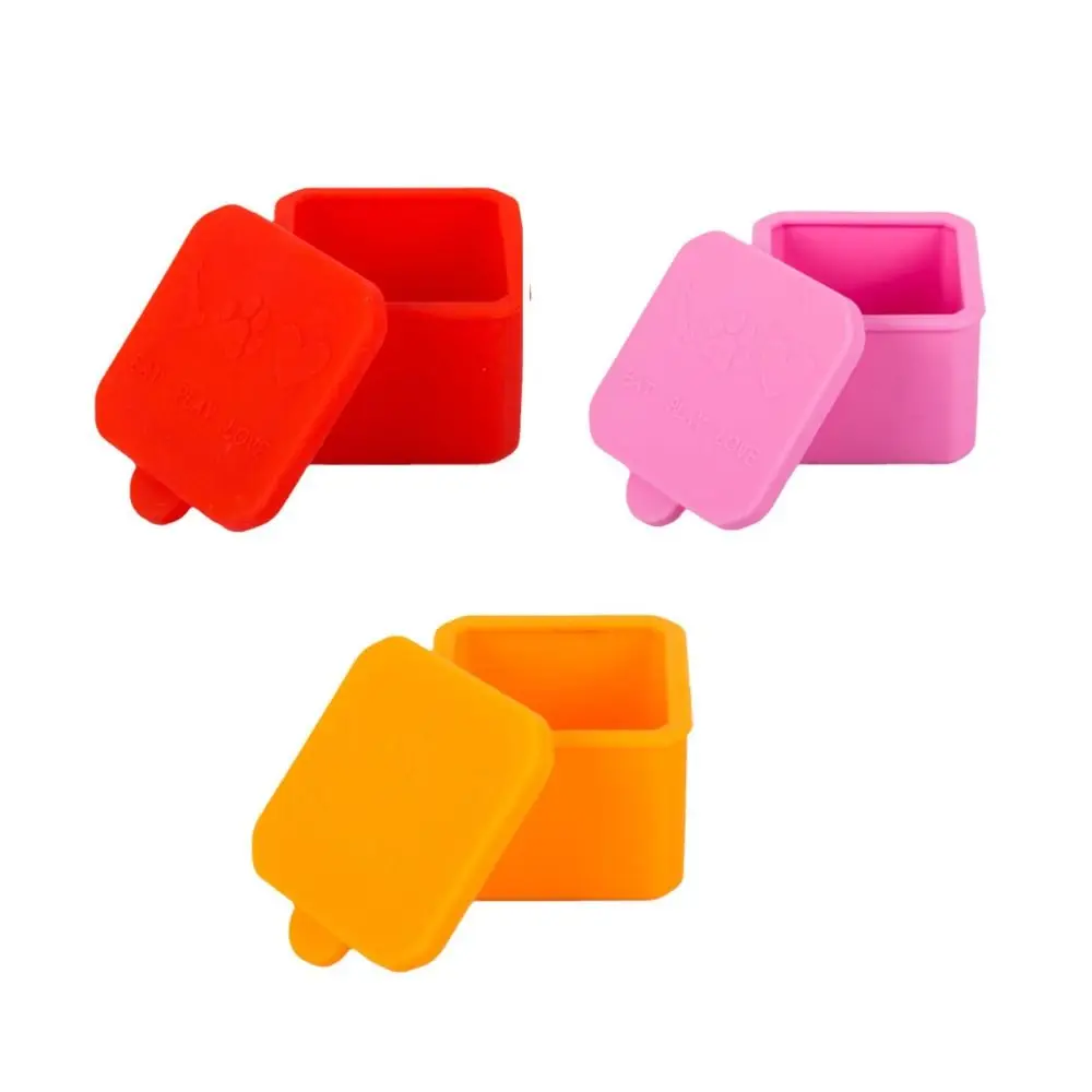 1/3pcs Reusable Silicone Food Distribution Box Red/Pink/Purple/Green/Orange/Blue 2/4 Inch Snack Containers Sauce Cups Travel