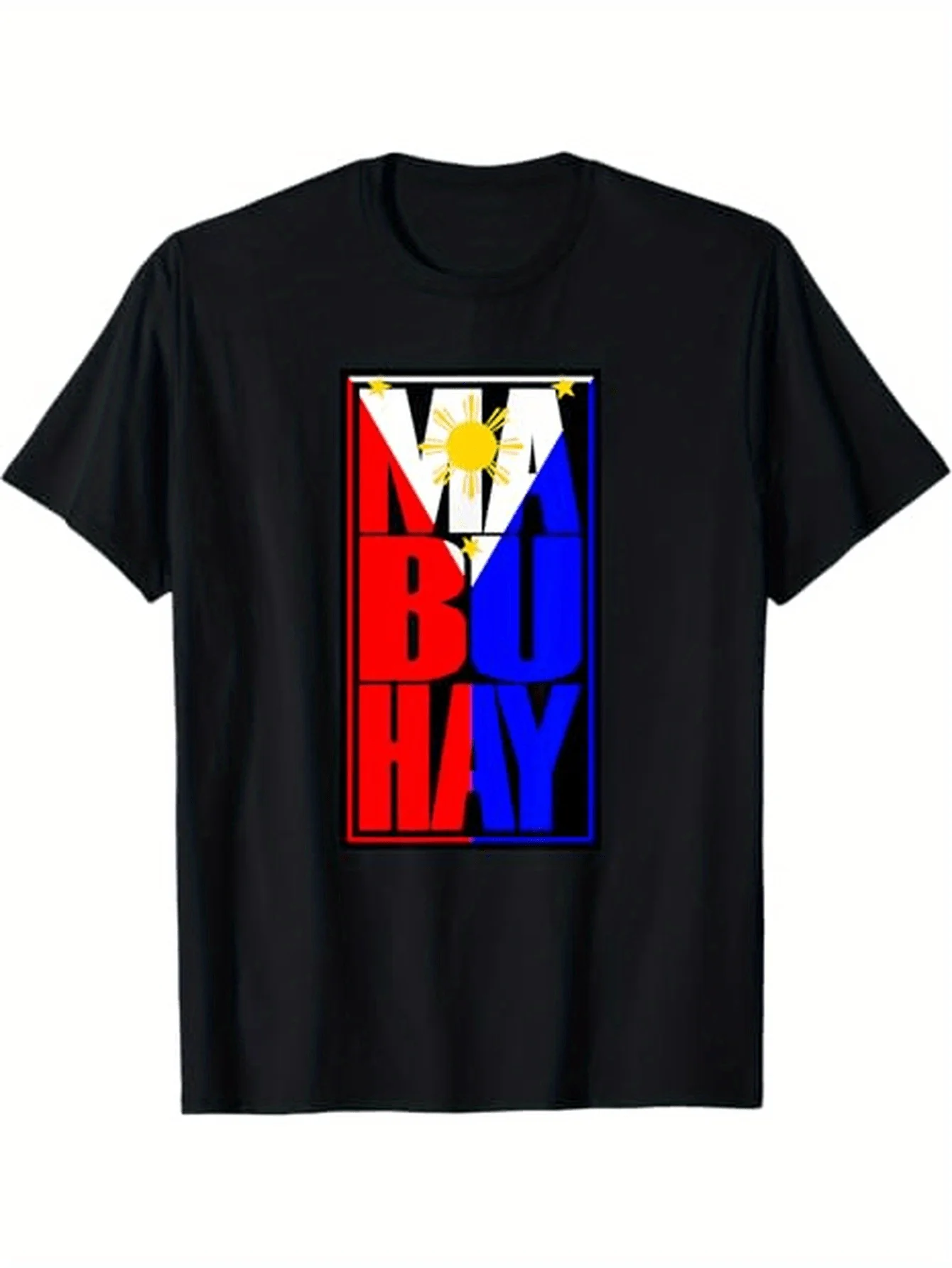 

Philippine Flag Design with Map & Sunburst T-Shirt 100% Cotton O-Neck Short Sleeve Summer Casual Mens T-shirt Streetwear