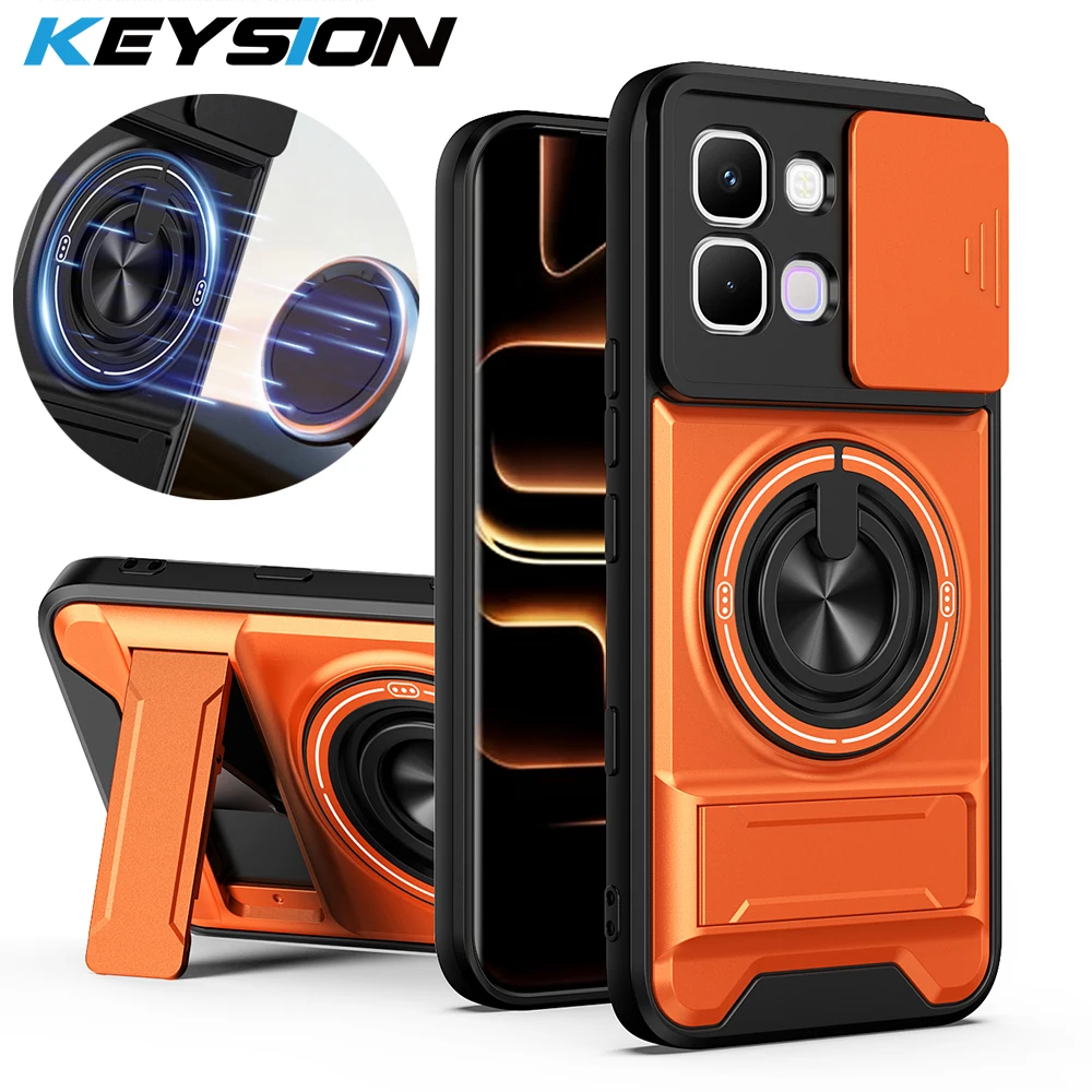 

KEYSION Magnetic Phone Case for Infinix Note Edge 5G Slide Camera Protection Upright Kickstand 360° Ring Shockproof Back Cover
