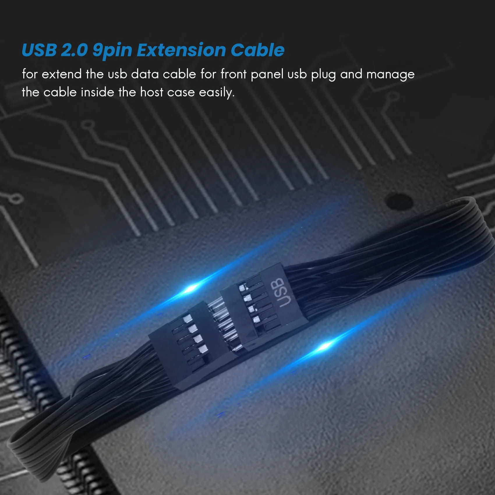 เมนบอร์ดเมนบอร์ด 9Pin USB 2.0 ชายหญิงข้อมูลสายเคเบิลสายไฟสําหรับ PC DIY,30 ซม