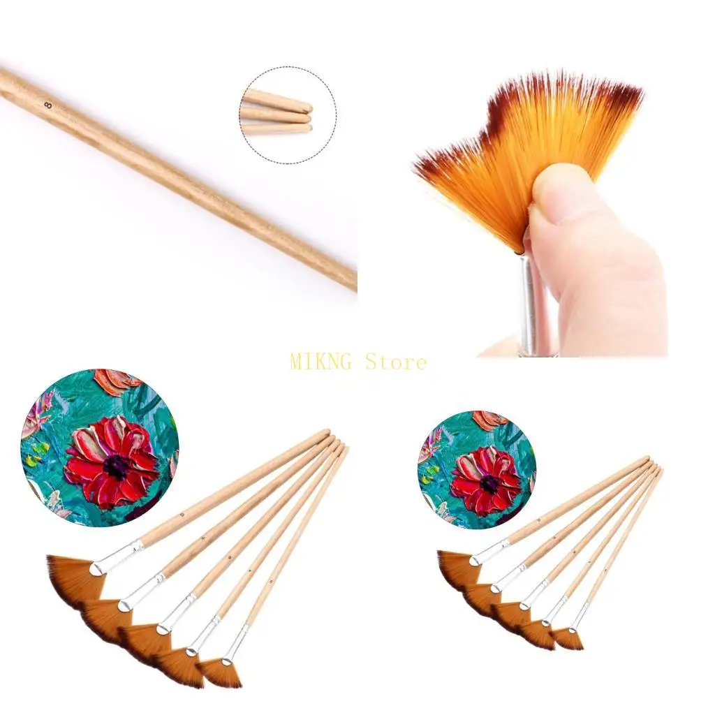 مجموعة فرش الرسم المكونة من 5 قطع من فرش المروحة، فرشاة طلاء أكريليك للطلاب الفنانين، أفضل المبيعات #1