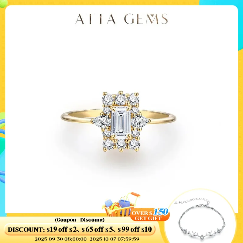 

ATTAGEMS Luxury 1.39CTW Moissanite Ring Solid 10k 14k 18k for Women D/VVS1 Diamond Ring for Engagement Wedding Fine Jewelry Gift