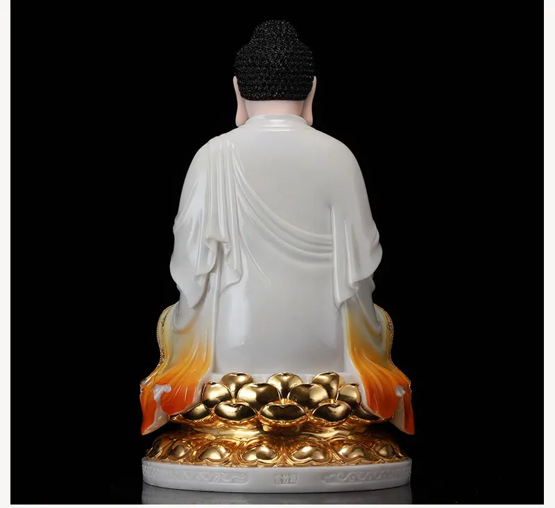 Imagem -06 - Grande Budismo Amitabha Buda Estátua High Grade Jade Cor Gilding Sakyamuni Conchas Início Proteção Eficaz 30 Centímetros