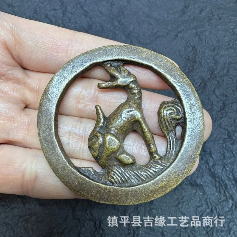 Antique-style brass animal pendant with waist buckle