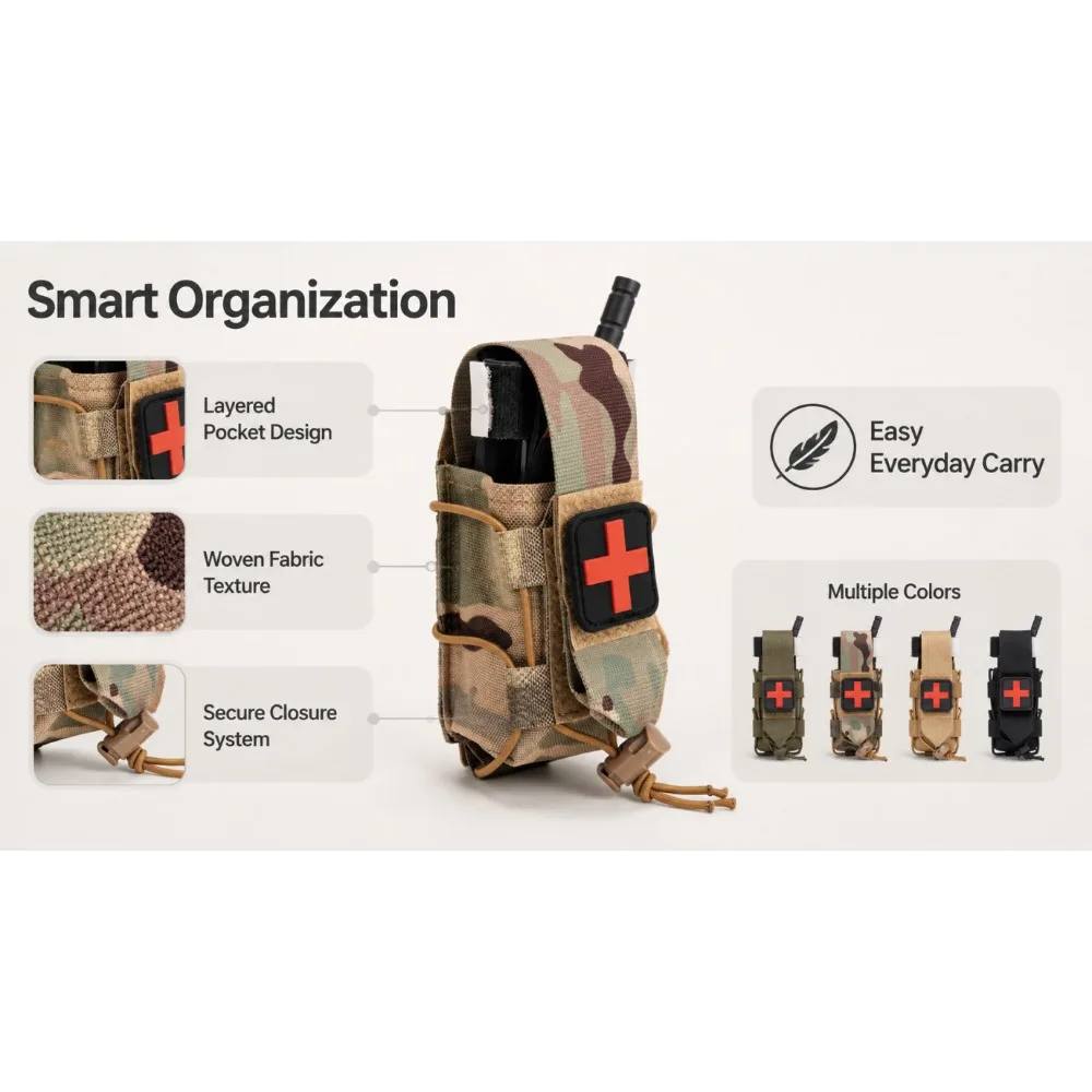 MOLLE Tourniquet Holder IFAK TQ Holster Tactical Medical Pouch Outdoor Hiking Hunting Camping EMT Survival Scissor First Aid Bag